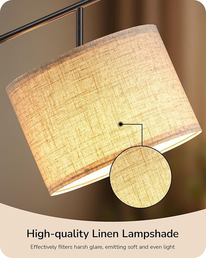 EDISHINE Modern Floor Lamps for Living Room, 64.7" Minimalist Standing Lamp with 3 Color Temperatures Bulb & Adjustable Linen Shade, Foot Pedal Switch, Arc Tall Lamp for Bedroom Office, Black