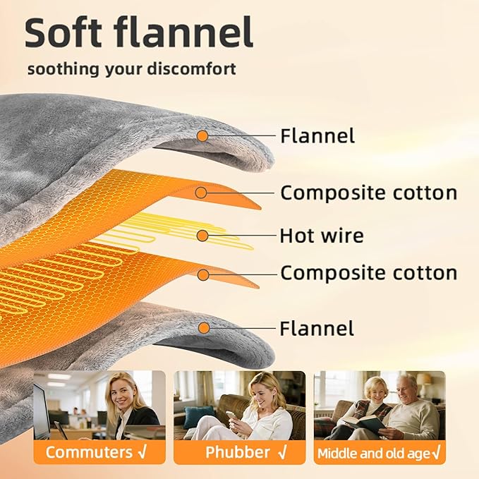 RAINOVA Heating Pad for Neck, Back and Shoulders, Electric Heat Pad for Pain