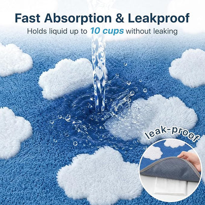 LOOBANI 2 Pack Extra Large Washable Pee Pads for Dogs 72"x72", Blue | Non-Slip Reusable Dog Mat, Super Absorbent Whelping Pads, Leak-Proof Dog Playpen Mat For Floor, Bed, Incontinence, Housebreak
