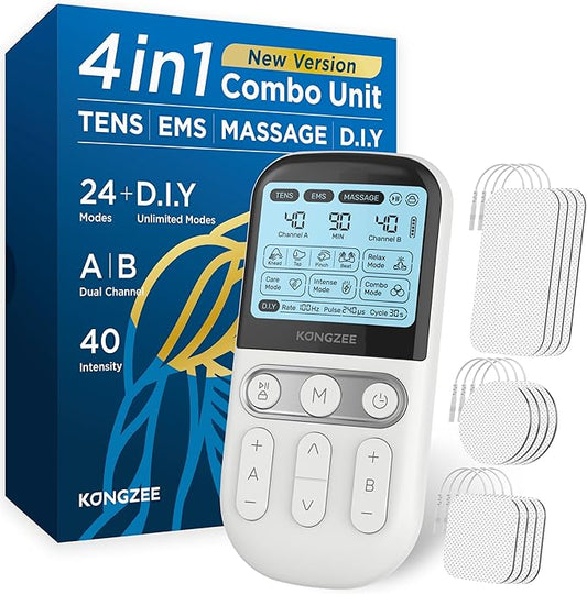 4 in 1 - D.I.Y & Tens Unit & EMS & Massage Muscle Stimulator, Dual Channel TENS