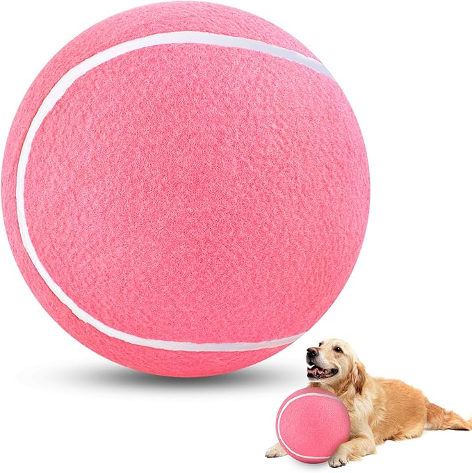 HETOO Large Dog Tennis Balls: 9.5 inch Pink Dog Toys- Giant Big Outdoor Dog Toys Balls- Dog Tennis Ball Toys for Small Medium Large Dogs- Pet Toys Birthday Gift