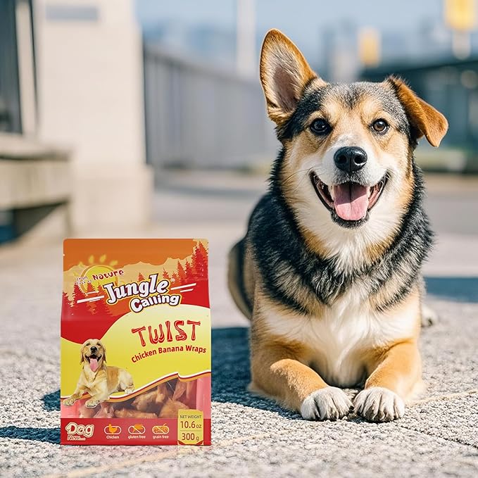 Jungle Calling Chicken Wrapped Banana Dog Treats – Healthy Low-Fat, Grain-Free Training Snacks with Natural Fiber for Small and Medium Dogs, 10.6 oz