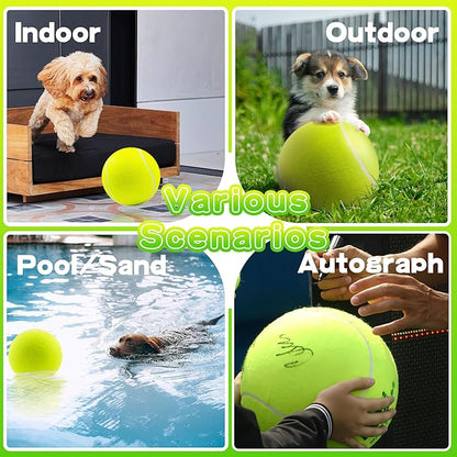 Big Tennis Ball for Dogs, Giant Dog Tennis Ball Toy Large Outdoor Sports Gift for Small Medium Large Dog (Yellow, 9.5 inch)