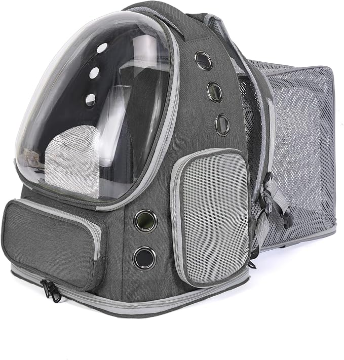 Cat Backpack Carrier for Large Cats, Expandable Cat Bubble Backpack, Dog Carriers for Small Medium Dogs, Airline Approved Pet Carrier for Travel Hiking Outdoor(Grey)