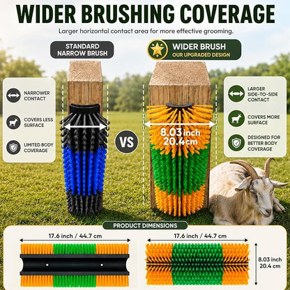 Livestock Scratching Brush 1-Pack — Cattle Horse Goat Pig Sheep Grooming Post, High-Visibility Animal Scratcher, Stress Relief Goat Toys for Summer Itch & Shedding