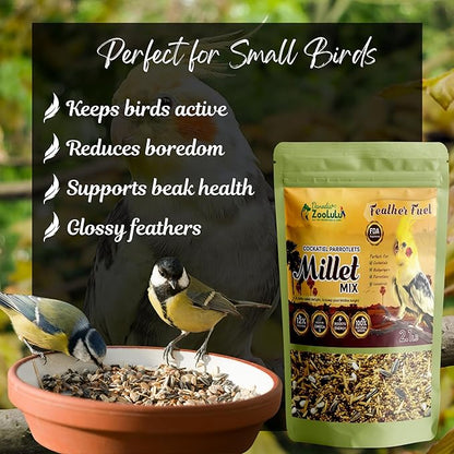 Danodia's Zoolulu Cockatiel & Parrotlet Millet Mix (950g/2 lbs) | Bird Food Blend for Cockatiels, Budgerigars, Parrotlets & Lovebirds | Daily Healthy Nutrition