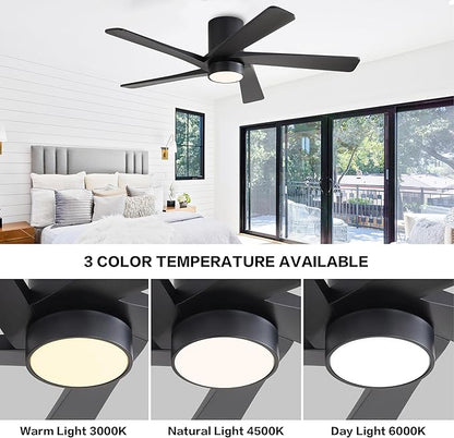 WINGBO 54 Inch Flush Mount DC Ceiling Fan