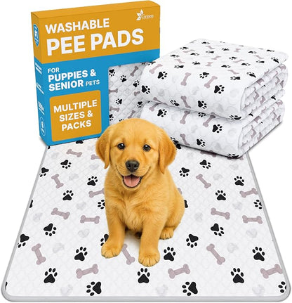 Washable Pee Pads for Dogs - Waterproof Reusable Puppy Pads with Anti-Slip Backing, Pet Training Pad for Puppy Playpen, Crate, Whelping Box, Potty Training (Pack of 4 - 30x34)