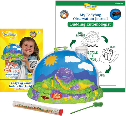 Insect Lore Live Ladybug Growing Kit | Ladybug Land Habitat | 10-15 Live Pink Spotted Ladybug Larvae Included