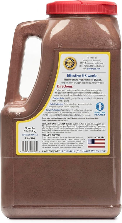 Plantskydd Animal Repellent - Repels Deer, Rabbits, Elk, Moose, Hares, Voles, Squirrels, Chipmunks and Other Herbivores; 8 LB Granular Shaker Jug (PS-VRD-8)