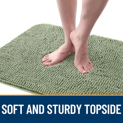 OLANLY Dog Door Mat for Muddy Paws 45x27, Absorbs Moisture and Dirt, Absorbent Non-Slip Washable Doormat, Quick Dry Chenille Mud Mat for Dogs, Entry Indoor Entryway Carpet for Inside Floor, Sage Green