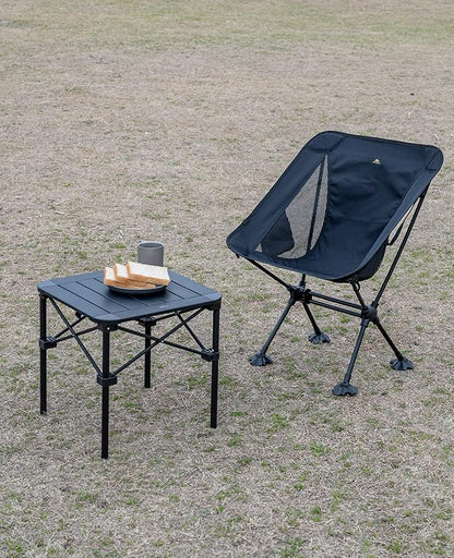 iClimb Lightweight Stable Alu. Folding Square Table Roll Up Top with Carry Bag for Camping Picnic Backyards BBQ Camp Kitchen (Black, S)