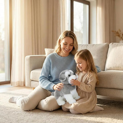 CU-MATE Plush Interactive Simulation Dog-Realistic Puppy Electronic Toy Dog Cat with Walking/Barking/Wagging Tail/Talking-Like Real Robotic Present (Electric Schnauzer)