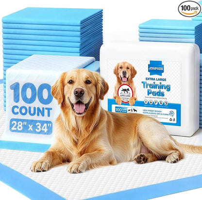 100 Count Puppy Pads 28"x34", Extra Large, Super Absorbent | Disposable Pee Pads for Dogs, Leak-Proof & Quick-Dry, Wee Wee Pads for Dogs, Potty Pads for Dogs, Dog Training Pads
