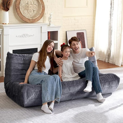 HABUTWAY Bean Bag Chair, Giant Bean Bag Chairs for Adults, 3 Seater Fireside Chair, Lazy Large Floor Bean Bag Sofa for Living Room, Bedroom, Dorm, Office (Grey)