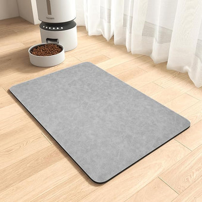MontVoo-Absorbent Pet Feeding Mat-No Stains Pet Mat for Food and Water Bowl-Quick Dry Cat & Dog Food Mat Water Dispenser Mat-Pet Supplies Mat-Dog Water Bowl Mat for Messy Drinker,（LightGrey,16"x24"）