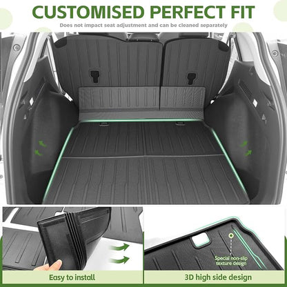 Cargo Liners for 2023-2025 Honda CRV CR-V Trunk Mat with Seat Back Cover Accessories, All Weather Rear Cargo Mat Backrest Protector(Only for Upper Deck)