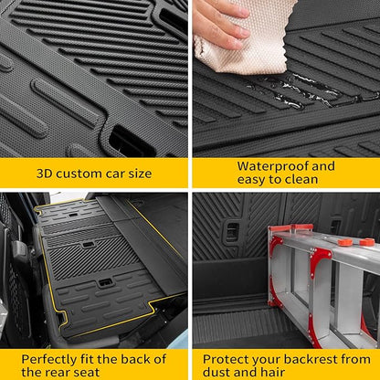 Cargo Mat Compatible with 2021-2024 2025 2026 Ford Bronco Back Seat Cover Protector Split Seat Cargo Liner Trunk Mat Kick Mat for Ford Bronco Accessories 4 Door (4 PCS Rear Backrest Mats)