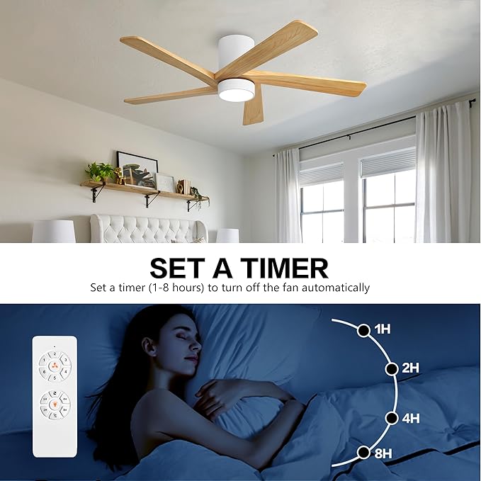 WINGBO 48 Inch Flush Mount DC Ceiling Fan