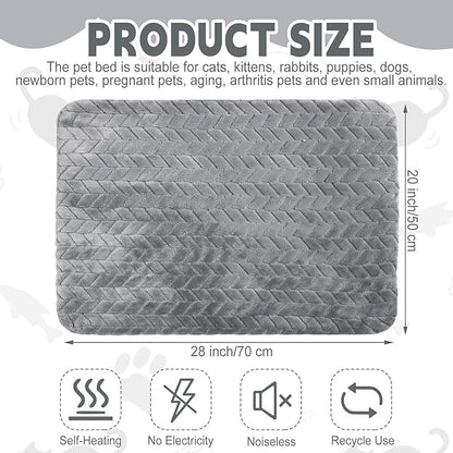 4 Pack Self Heating Cat Pad Self Warming Cat Bed Non Slip Warm Dog Pad Mat Washable Pet Kennel Crate Bed Mat for Indoor Outdoor Pets (Gray,20 x 28 Inch)