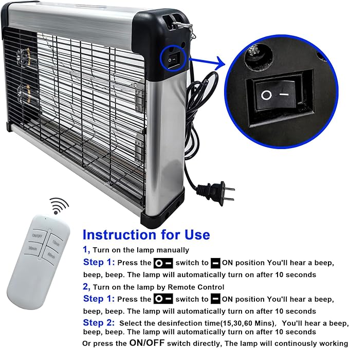 UV Light Sanitizer with Ozone 76 Watts, UVC Disinfection Lamp w/Remote Control