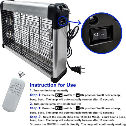 UV Light Sanitizer with Ozone 76 Watts, UVC Disinfection Lamp w/Remote Control