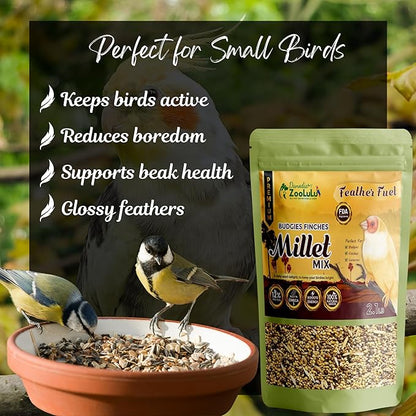 Danodia's Zoolulu Premium Budgies & Finches Millet Mix (950g /2 lbs) | Premium Bird Seed Blend for Budgies, Finches & Canaries | Daily Healthy Nutrition