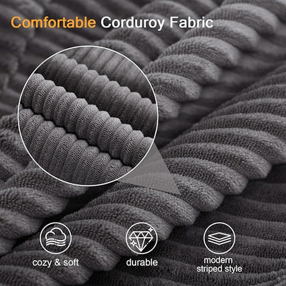 COMAX Convertible Sofa Bed Queen, Folding Fold Out Couch Bed, Floor Futon Couch Corduroy with Back Pillows, Boneless Sofa Comfy Lounge Sleeper Mattress Loveseat for Living Room Bedroom, Grey