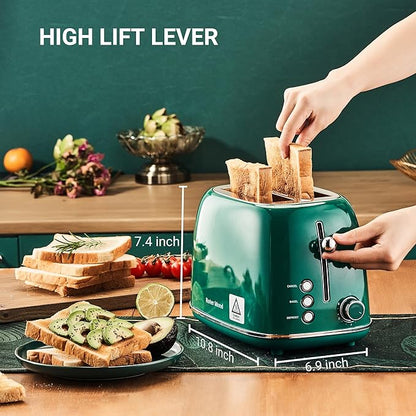 Roter Mond 2 Slice Toaster Retro Stainless Steel