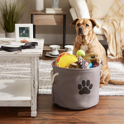 Bone Dry Pet Storage Collection Collapsible Bin, Medium Round, Gray