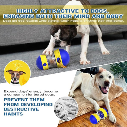 Dog Treat Dispensing Puzzle Toy Adjustable Food Dispenser Slow Feeder Puppy Enrichment Training Rolling Ball Pet Interactive Chase Toys for Small Medium Large Dogs to Keep Them Busy