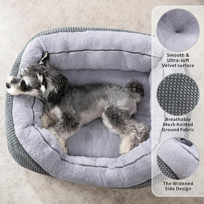 Small Dog Bed for Small Dogs, Cat Beds for Indoor Cats Washable, Orthopedic Dog Bed, Warming Soft Calming Sleeping Puppy Bed Durable Pet Bed with Anti-Slip Bottom S(20"x19"x6")