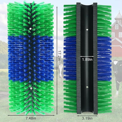 4PCS Livestock Scratching Brush Goat Scratching Tool Post Massage Grooming Brush with 8 Screws for Animals Back Scratcher Itch Brushes for Cattle, Sheep, Horses, Pigs,Cow(4, Green)