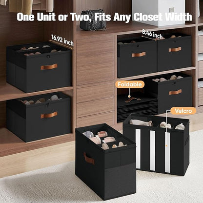 2 Pack Shoe Organizer for Closet, Foldable Shoe Storage Organizer