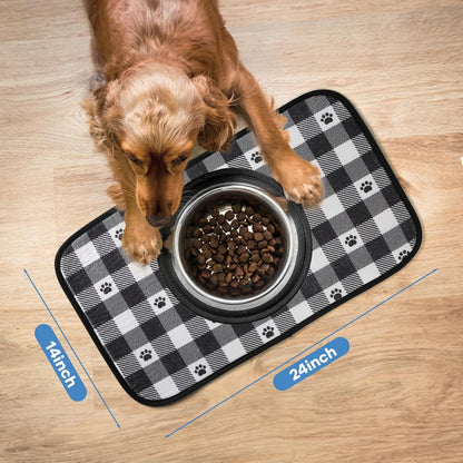 Dog Food Mats, Pet Bowl Mats, Super Absorbent and Dry, Prevents Spills, Non-Slip Design, Easy to Wash Machine Washable 14''x24'' (2 Pack)