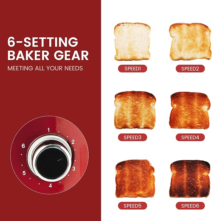 Roter Mond 2 Slice Toaster Retro Stainless Steel