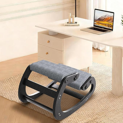 TinyHaven Ergonomic Kneeling Chair with Wooden Frame - Adjustable Height Office Chair with Soft Padding for Back Pain Relief, Posture Correcting Home & Office Desk Chair Black