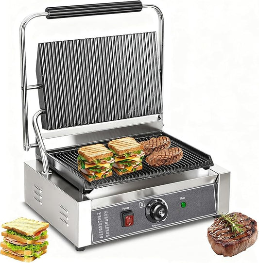 CTJ Commercial Panini Press Stainless Steel Electric Sandwich Maker - 2200W