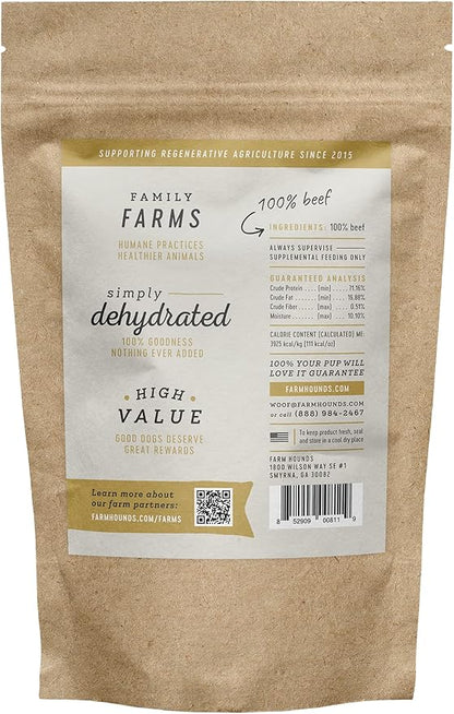 Farm Hounds - Beef Jerky - Premium Natural Jerky for Dogs - Made from 100% Humanely Raised Cattle - Break-to-Size - Great for Training & Treats - No Added Fillers - Made in USA - 3.5 oz - 1 Pack