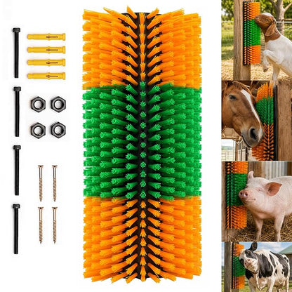 Livestock Scratching Brush 1-Pack — Cattle Horse Goat Pig Sheep Grooming Post, High-Visibility Animal Scratcher, Stress Relief Goat Toys for Summer Itch & Shedding