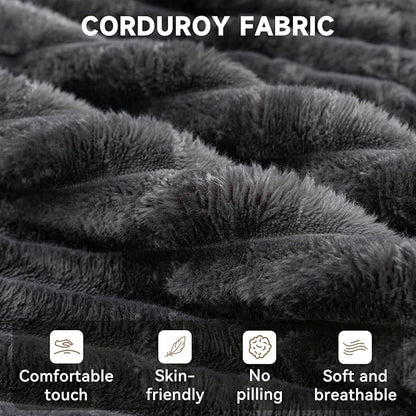 106" Cloud Couch Corduroy Modular Sectional Sofa L-Shape Boneless Couch with Wide Armrests and Cup Holders for Living Room Bedroom, No Assembly Required (Grey)