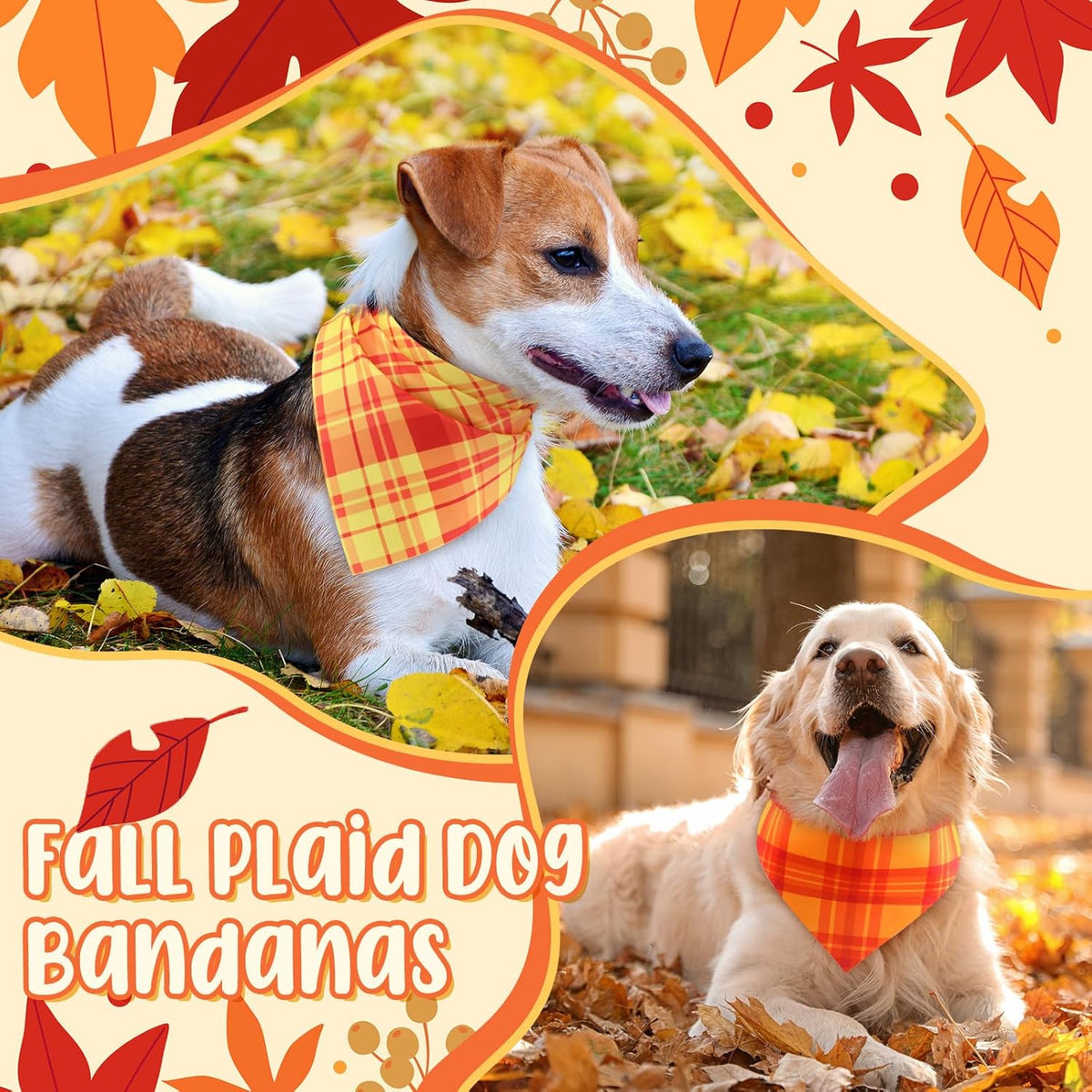 Abbylike 200 Pcs Fall Plaid Dog Bandanas Bulk Thanksgiving Bandanas for Dogs Pets Triangle Kerchief Bibs Scarf Set for Pets Autumn Costume Photo Props Accessories Pet Adoption Shops Events, 25 Styles