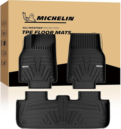 Michelin Vehicle Mat, All-Weather TPE Custom Fit Liner for Tesla Model Y 5 Seat Floor Mats 2025-2027 (3 Piece), Elite