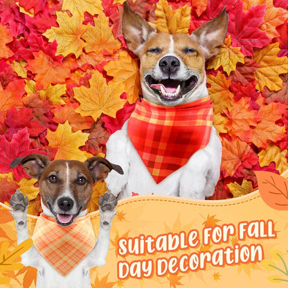 Abbylike 50 Pcs Fall Plaid Dog Bandanas Bulk Thanksgiving Bandanas for Dogs Triangle Kerchief Bib Scarf for Pets Autumn Costume Photo Props Accessories Pet Shops, 25 Styles (25.6 x 17.7 x 17.7)