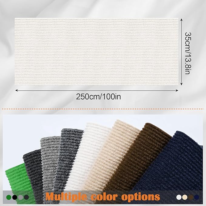 Cat Scratch Furniture Protector - 100" x 13.8" Trimmable Self-Adhesive Cats Claws Scratch Pads, DIY Cat Climbing Couch Protector for Scratch Post Cat Tree Replacement Indoor (Cream White)