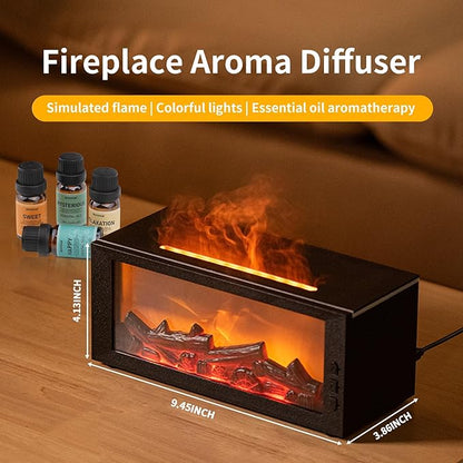 BOHOFAM Fireplace Essential Oil Aroma Diffuser, Flame Air Humidifiers 300ML