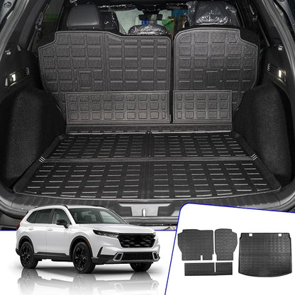 Rongtaod Cargo Mat Compatible with 2023 2024 2025 2026 Honda CRV (Include Hybrid) Cargo Liner Trunk Mat Back Seat Cover Protector Honda CR-V Accessories (Fit Upper Deck, Trunk Mat+Backrest Mats)