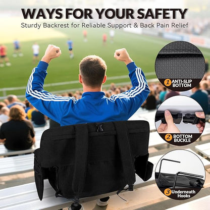 25inch Extra Wide Stadium Seat, Thick Bleacher Chair with Back Support and Cushion, 6 Reclining Positions Bleacher Seat with Armrest, Upgrade Sofa Style Stadium Chair for Sport Events and Outdoors