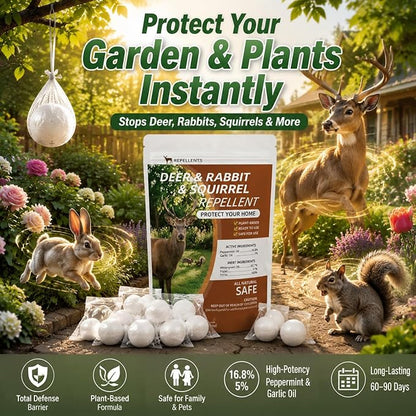 12Pack Deer Repellent for Plants,Deer Repellent Outdoor,Rabbit Repellent for Yard,Bunny Repellents Keep Deer,Elk,Moose,Hares Away from Flower, Creates Protective Zone for Flowers,Vegetables,Shrubs