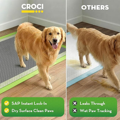 CROCI Charcoal Puppy Pads with Adhesive Tabs 2X Odor Control 30x36in 30Ct | Super Absorbent Pee Pads for Dogs, Quick-Dry Surface, Unscented, Renewable Bamboo Material, Disposable